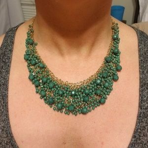 Green and gold multi bead necklace